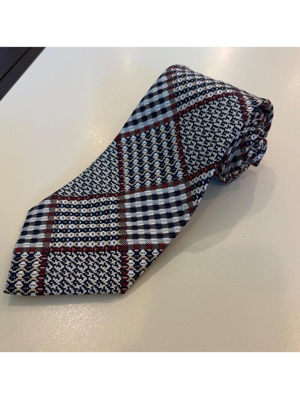 Gianfranco Ferre Silk Tie Made in Italy Patchwork Plaid Check Textured Designer